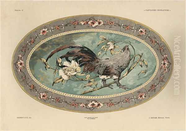 Cock plate 37 from Fantaisies decoratives Oil Painting by Jules Auguste Habert-Dys