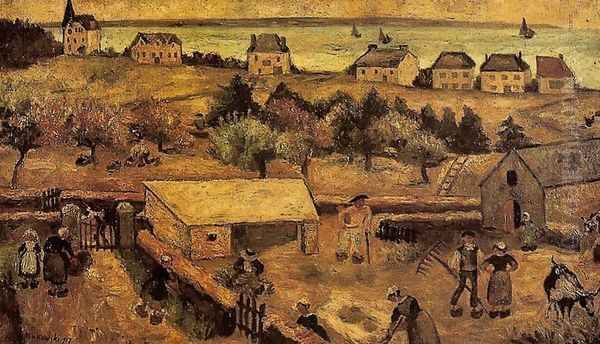 Farm in Keranquernat Oil Painting by Tadeusz Makowski