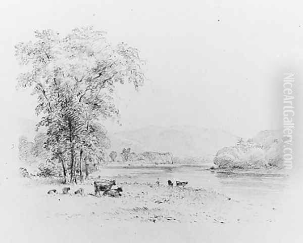 Susquehanna below Nanticoke, Pennsylvania Oil Painting by Thomas Addison Richards