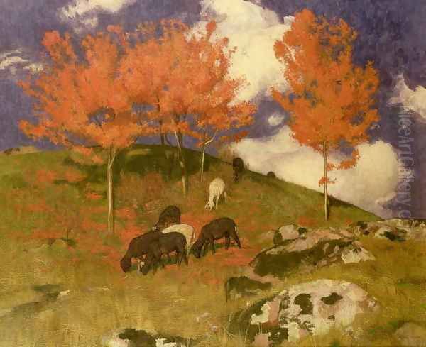 Wild Cherry Trees in the South Tyrol c.1900 Oil Painting by Adrian Scott Stokes