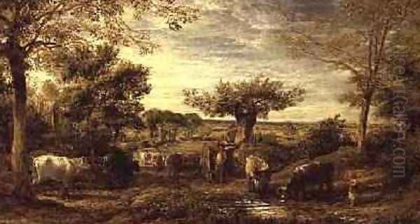 Changing pastures Hampstead Heath Oil Painting by John Linnell