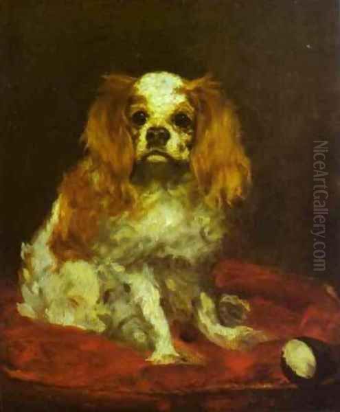 A King Charles Spaniel Oil Painting by Edouard Manet