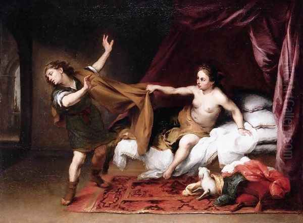 Joseph and Potiphar's Wife 1660s Oil Painting by Bartolome Esteban Murillo