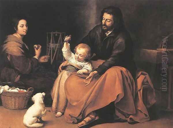 The Holy Family with a Bird 1650 Oil Painting by Bartolome Esteban Murillo