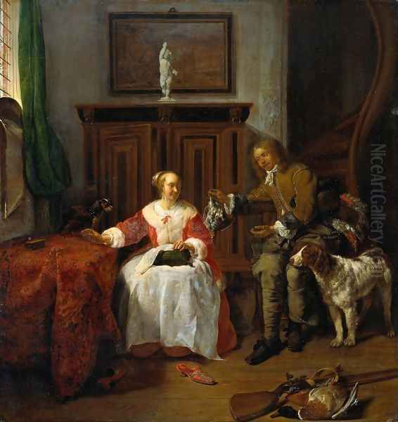 The Hunter's Gift 1658-60 Oil Painting by Gabriel Metsu