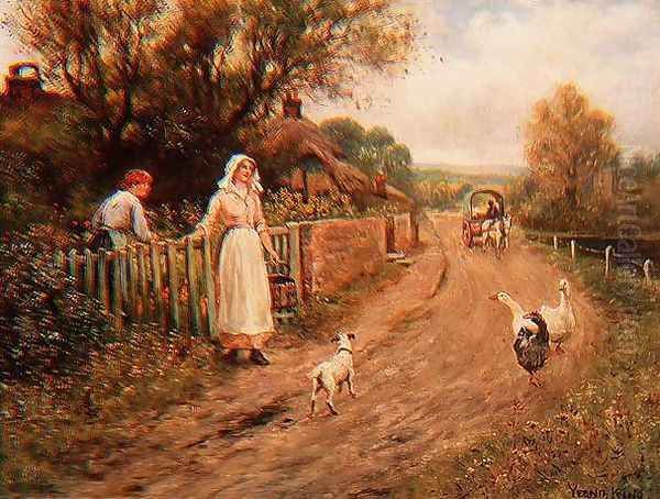 By the Garden Gate Oil Painting by Henry John Yeend King