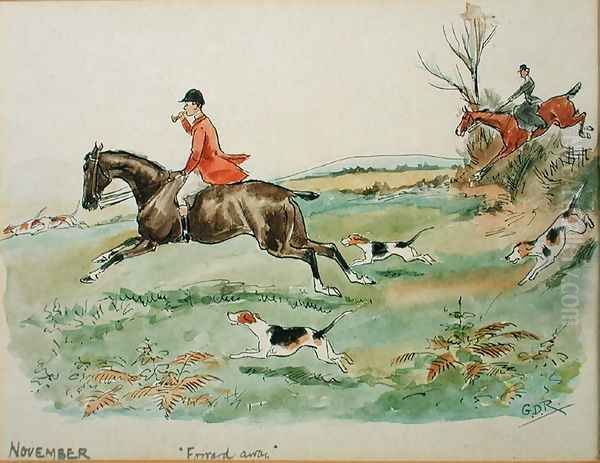 The Month of November Hunting Oil Painting by George Derville Rowlandson