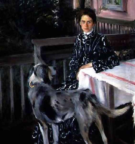 Portrait of Yulia Yevstafievna Kustodieva 1880-1942 the artists wife Oil Painting by Boris Kustodiev