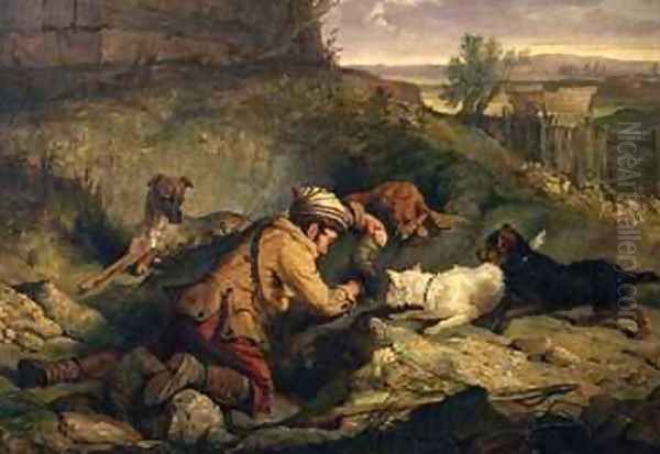 Ferreting Oil Painting by Charles Hancock