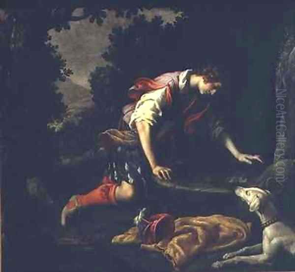 Narcissus at the Fountain Oil Painting by Francesco Curradi