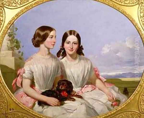 The Sisters Annie and Henrietta Marie Shaw Oil Painting by James Curnock