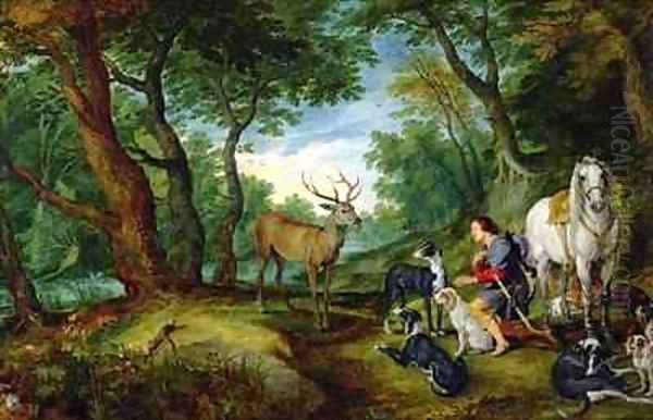 The Vision of St. Hubert Oil Painting by Jan & Rubens, P.P. Brueghel