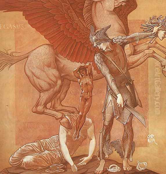 The Birth of Pegasus & Chrysaor from the Blood of Medusa 1876-85 Oil Painting by Sir Edward Coley Burne-Jones