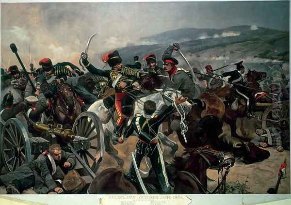 Battle of Balaclava, 25th October 1854, Relief of the Light Brigade Oil Painting by Richard Caton Woodville