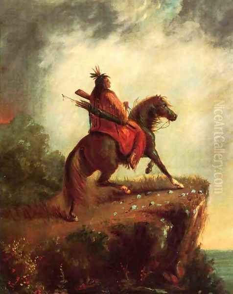 Indian Scout on Horse Back Oil Painting by Alfred Jacob Miller