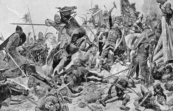 Harold's (c.1022-66) Last Stand, illustration from British Battles on Land and Sea edited by Sir Evelyn Wood (1838-1919) first published 1915 Oil Painting by Richard Caton Woodville