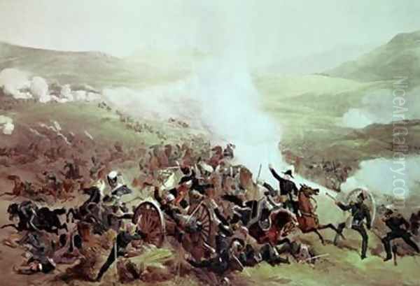 The Cavalry Charge at Balaclava 25th October 1854 Oil Painting by Etienne Carjat