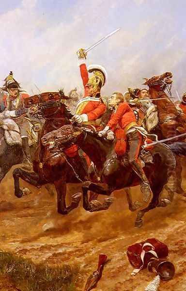 Life-Guards Charging At The Battle Of Waterloo Oil Painting by Richard Caton Woodville