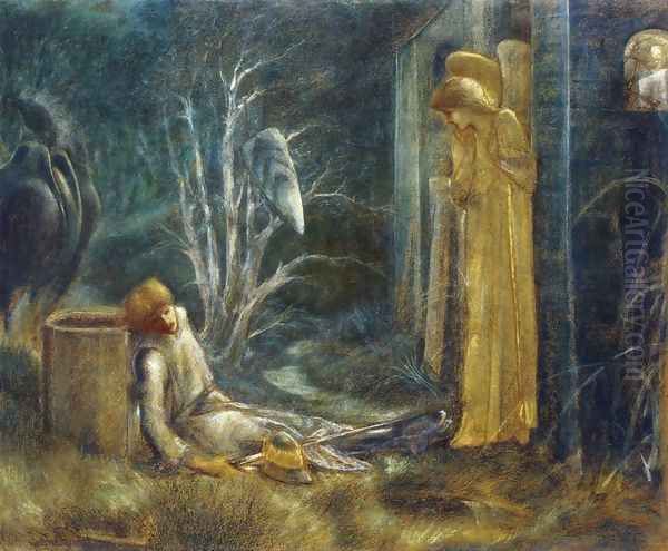 The Dream of Launcelot at the Chapel of the San Graal Oil Painting by Sir Edward Coley Burne-Jones