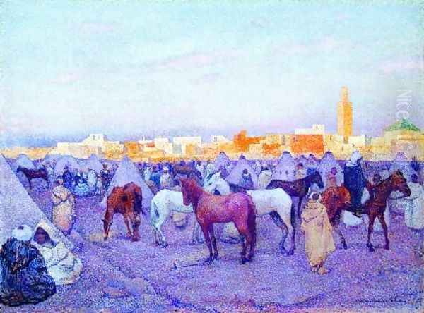 Campement Devant Mequinez Oil Painting by Theo van Rysselberghe