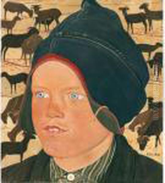 Le Gosse Aux Moutons Oil Painting by Ernest Bieler