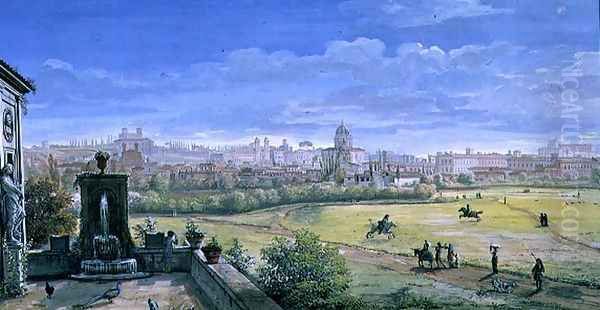 View of Rome, 1665 Oil Painting by Caspar Andriaans Van Wittel