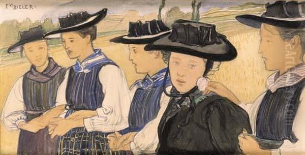 Valaisannes Oil Painting by Ernest Bieler