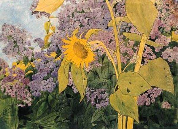 Sonnenblumen, Um 1910 Oil Painting by Ernest Bieler