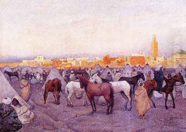 Encampment near a Moroccan Village I Oil Painting by Theo van Rysselberghe