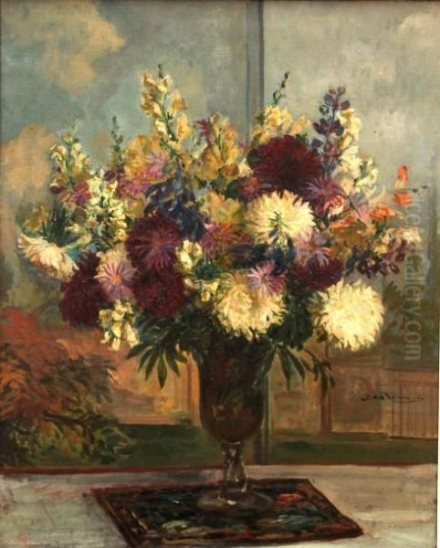 Vase De Fleurs Oil Painting by Jacques-Emile Blanche