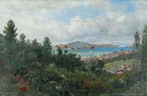 Auckland From Mt Eden Oil Painting by Charles Blomfield