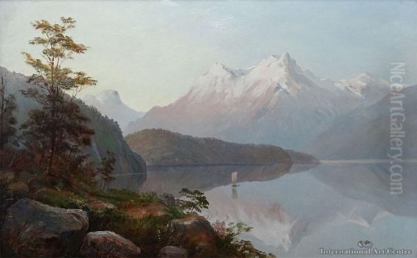 Lake Manapouri Oil Painting by Charles Blomfield