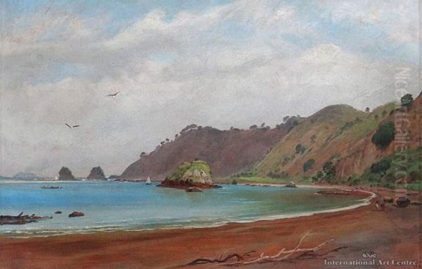 Beach At Whakatane Oil Painting by Charles Blomfield