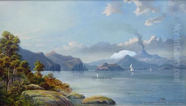 Lake Taupo Oil Painting by Charles Blomfield