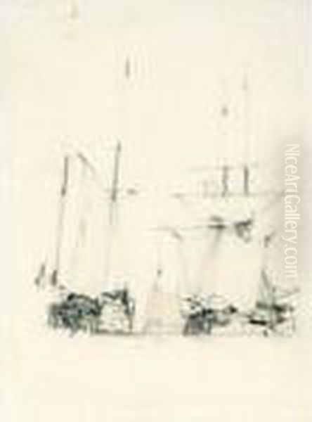 Study Of Boats Under Sail Oil Painting by Richard Parkes Bonington