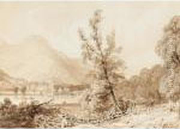 Lake Brientz And Interlaken Oil Painting by Richard Parkes Bonington