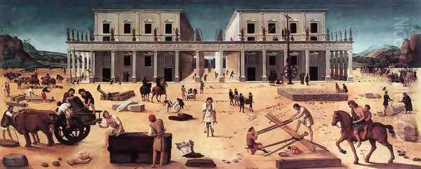 The Building of a Palace 1515-20 Oil Painting by Piero Di Cosimo