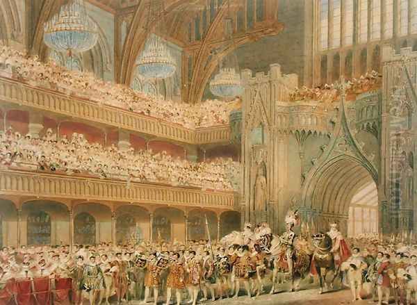 The Champion of England entering Westminster Hall Oil Painting by Charles Wild