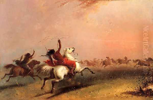 Wild Horse Hunt Oil Painting by Alfred Jacob Miller