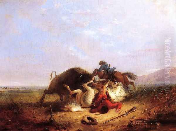 Pierre and the Buffalo Oil Painting by Alfred Jacob Miller