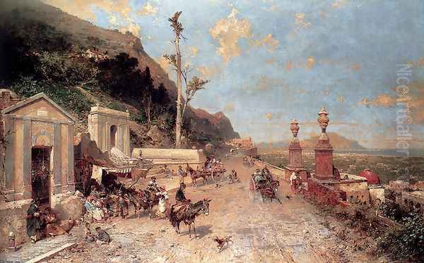 La Strada Monreale, Palermo Oil Painting by Franz Richard Unterberger