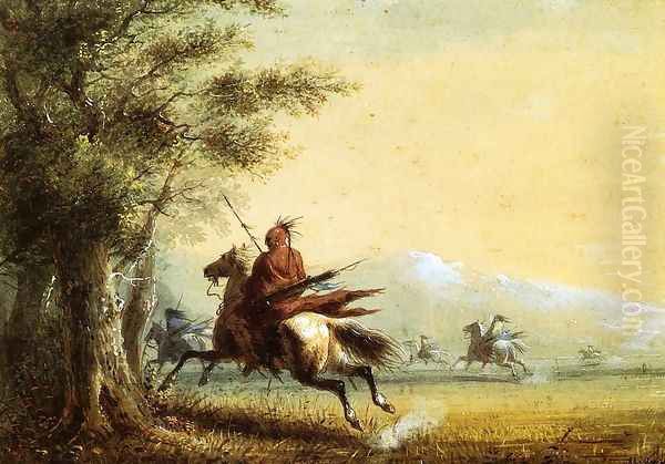 Indians in Pursuit Oil Painting by Alfred Jacob Miller