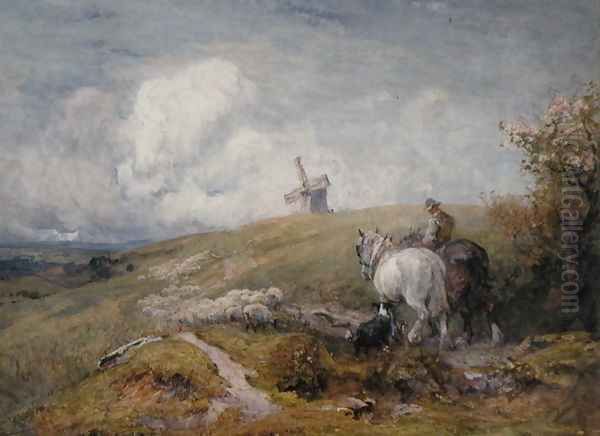 Driving Sheep on the South Downs Oil Painting by Robert Thorne-Waite