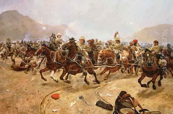 Maiwand 1880: Saving the Guns, 1882 Oil Painting by Richard Caton Woodville