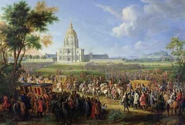 Louis XIV 1638-1715 and his Entourage Visiting Les Invalides 26th August 1706 Oil Painting by Pierre-Denis Martin