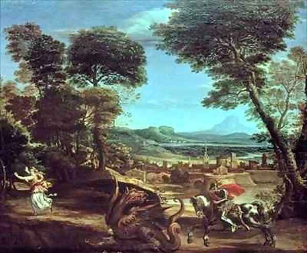 Landscape with St George and the Dragon Oil Painting by Domenico Zampieri (Domenichino)