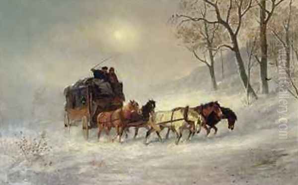 Snowstorms in the Sierras Oil Painting by William Hahn