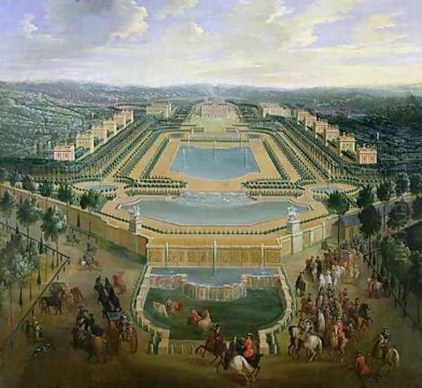 General view of the Chateau and the Pavilions at Marly 1722 Oil Painting by Pierre-Denis Martin