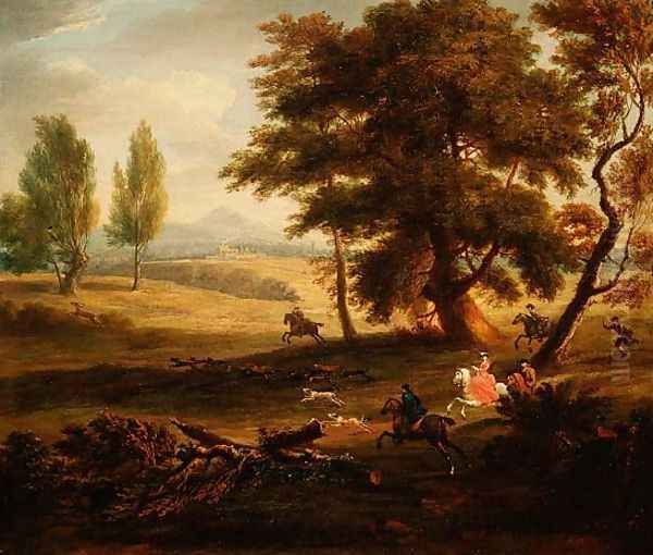 Hunting Party in an Extensive Landscape Oil Painting by James Ross