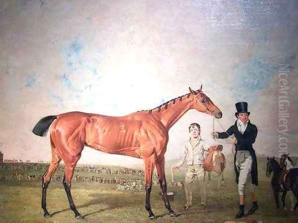 Shoveller Held by Her Trainer Will Chifney detail Oil Painting by Benjamin Marshall